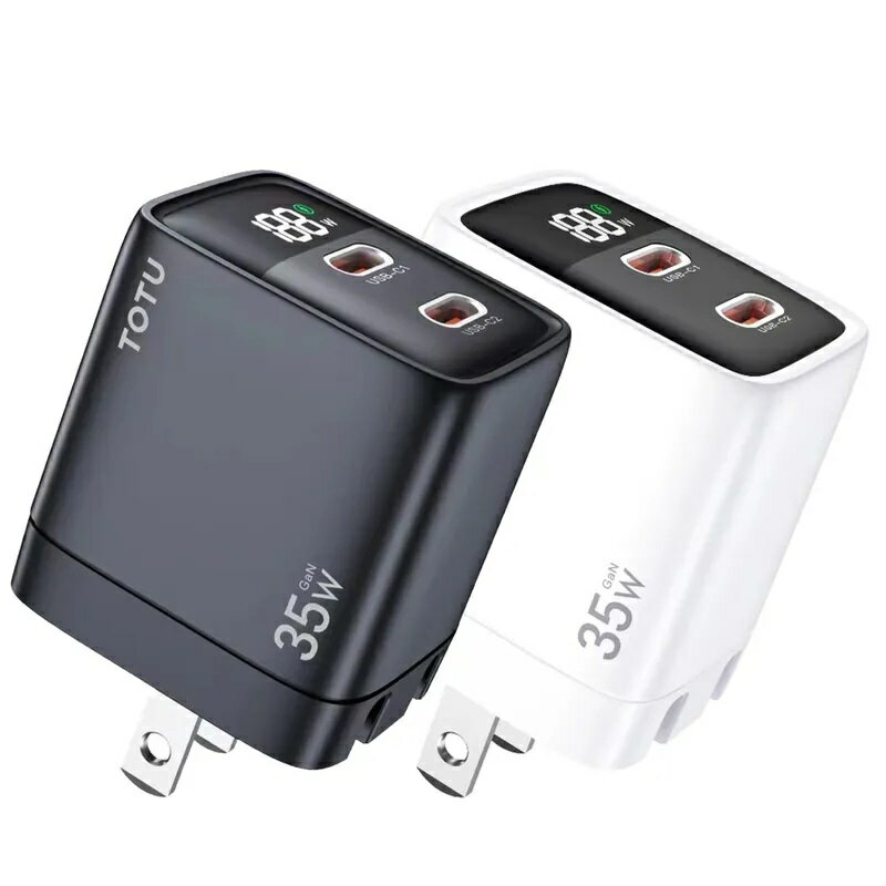 TOTU 拓途 雙孔 iphone16 Type-C/PD/GaN氮化鎵充電器充電頭快充頭閃充頭 數顯 35W 閃速系列