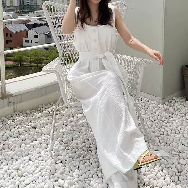 ANNAS 正韓 便宜款 單品實拍 變形蟲 長洋裝 細肩帶 渡假風洋裝 長裙 圖騰 海邊穿搭 性感 海灘裙 韓國 特價 3