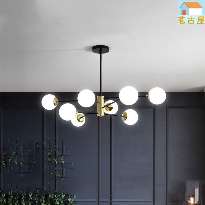 北歐客廳吊燈現代簡約網紅臥室餐廳創意個性書房玻璃分子魔豆燈具