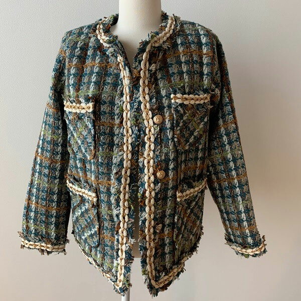 ANNAS 正韓 外套 粗花呢 小香 金屬釦 麻花 毛呢 格紋 小香風 名媛 貴婦 新年 過年 婚禮 西裝外套 韓國 4