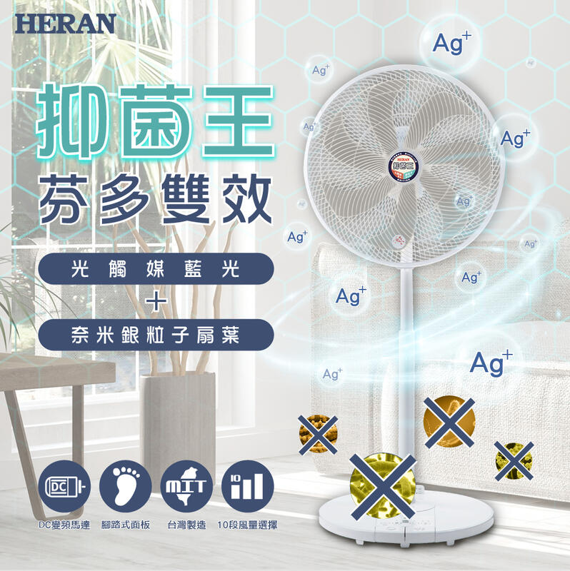 HERAN 禾聯 16吋 奈米銀雙效抑菌 DC風扇《HDF-16SH72G》《HDF-16SH72B》台灣製造 好商量~
