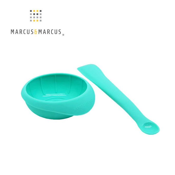 【加拿大 Marcus & Marcus】寶寶食物調理碗匙組-湖水綠