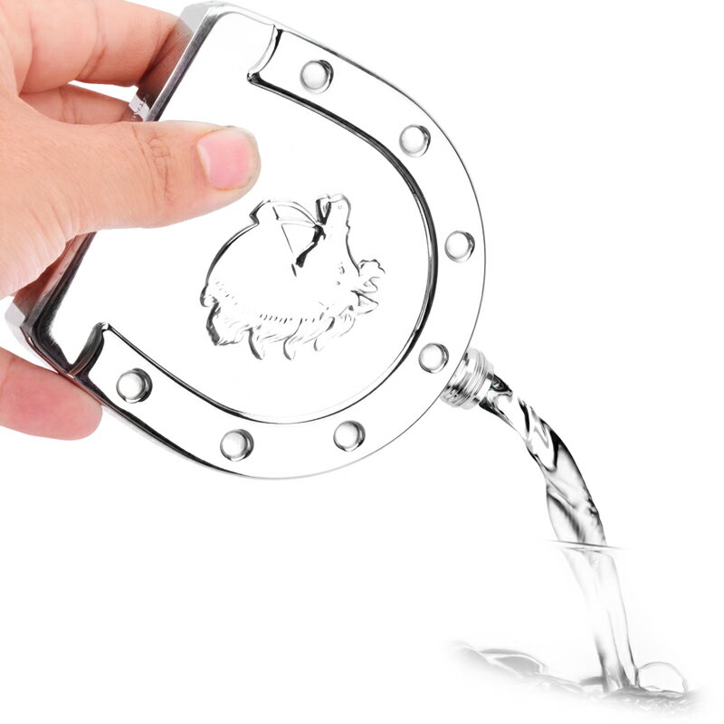 創意個性精鋼6盎司牧馬人酒壺不銹鋼酒壺隨身便攜酒壺酒瓶戶外 2