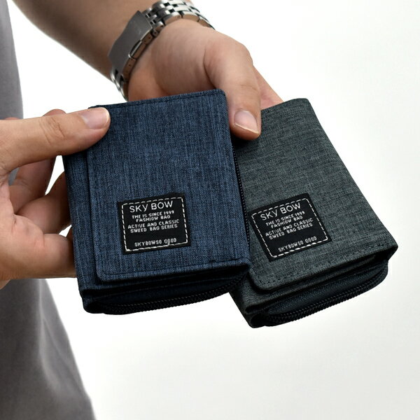 短夾 日系布標三折帆布皮夾【NWB23】