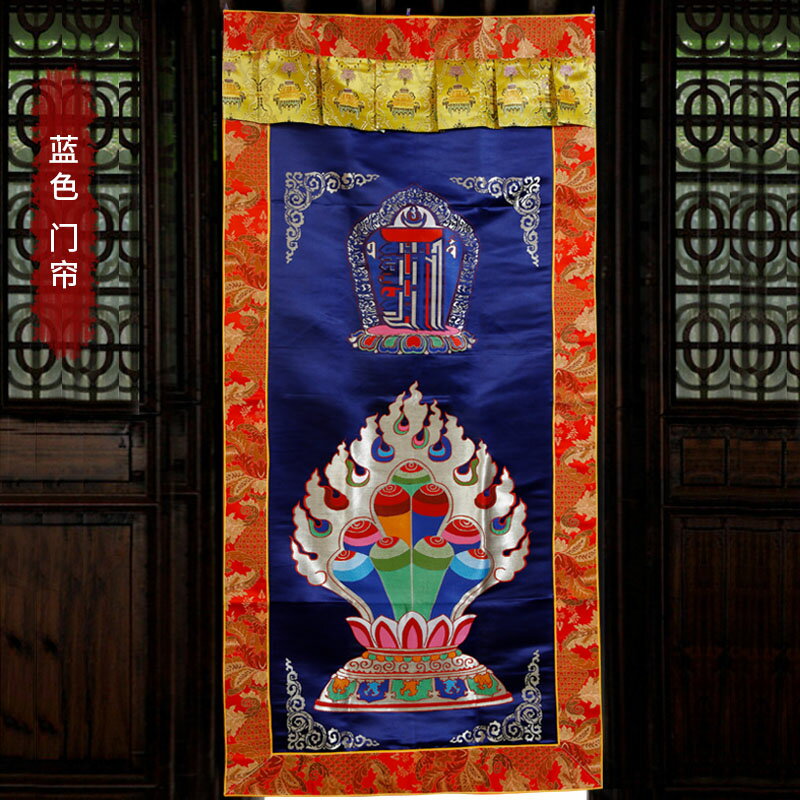 西藏藏式門簾民族風尼泊爾刺繡十相自在八吉祥家用簾子佛教用品