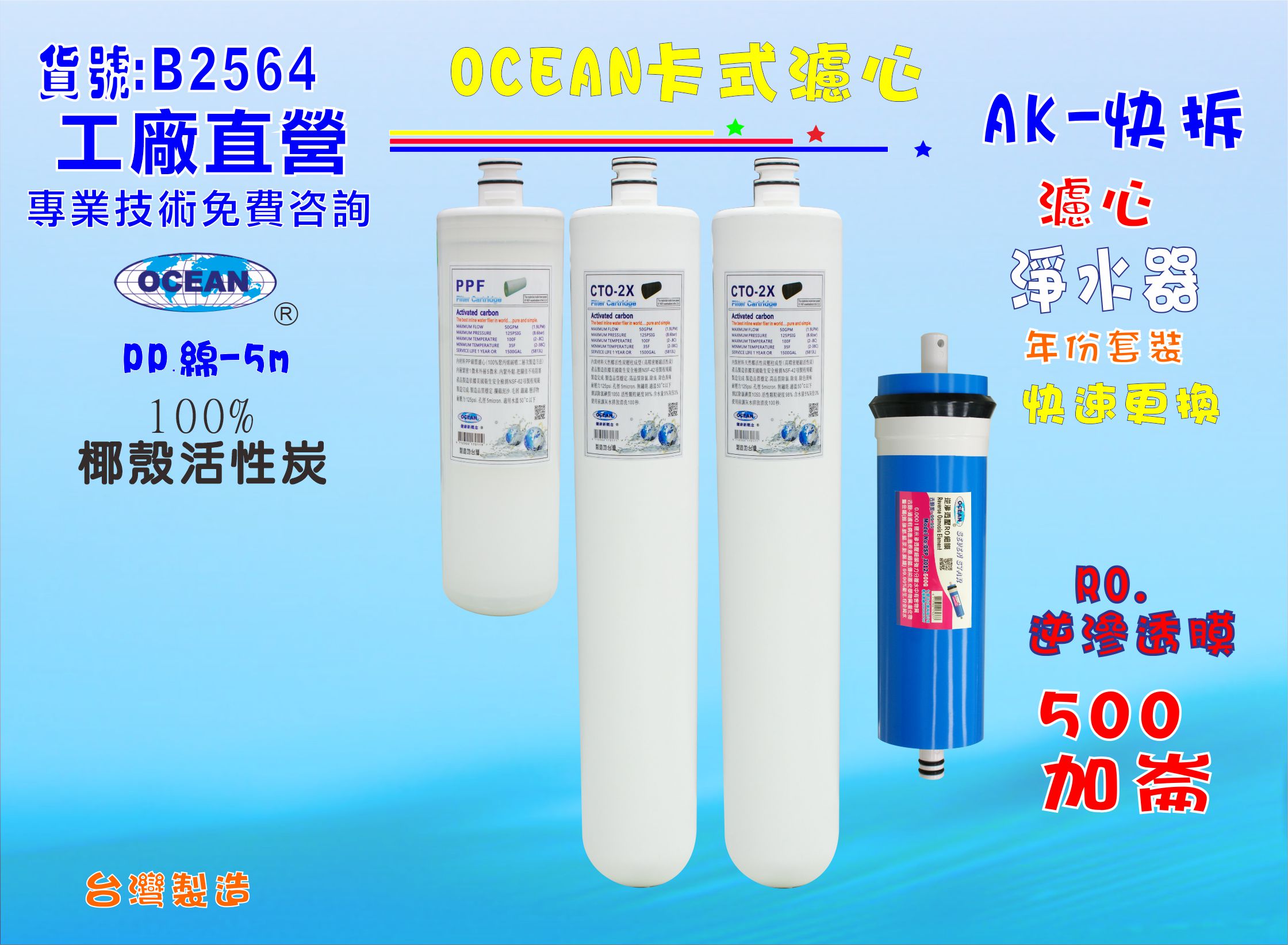 卡式RO年份濾心淨水器 電解水機 飲水機 濾水器 過濾器咖啡機.製冰機除泥除雜質NO:B2564【七星淨水】