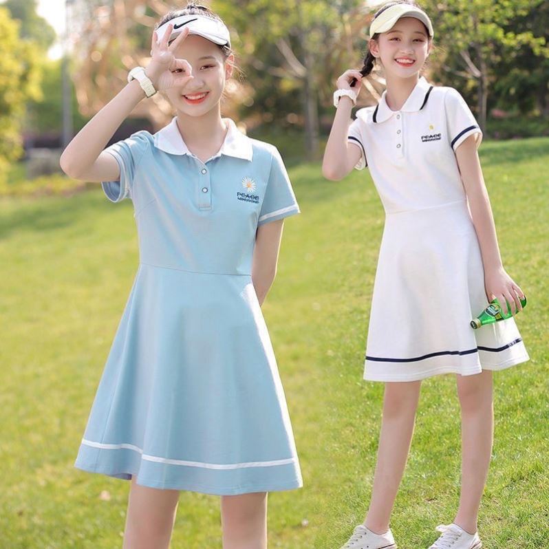 12-15歲女大童中學生連衣裙女夏裝新款初中學生少女Polo裙夏裙子