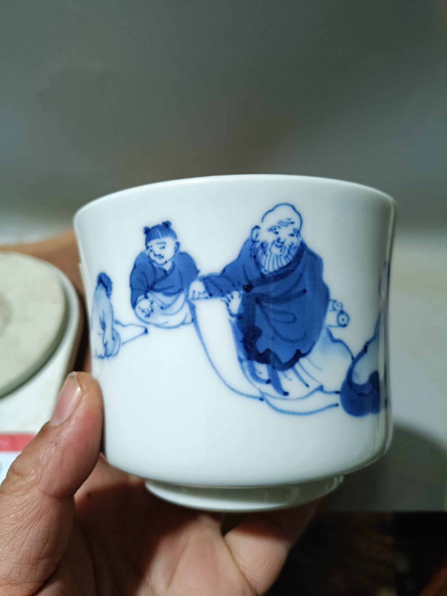 日本迴流瓷器精品昭和時期平安白泉青花人物詩文香爐。全品無毛病