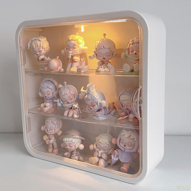 泡泡瑪特盲盒收納展示架公仔免打孔掛墻階梯式透明防塵多層展示盒