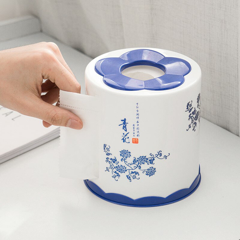 家用紙巾盒創意衛生間圓桶餐巾抽紙收納盒客廳茶幾圓形桌面卷紙筒