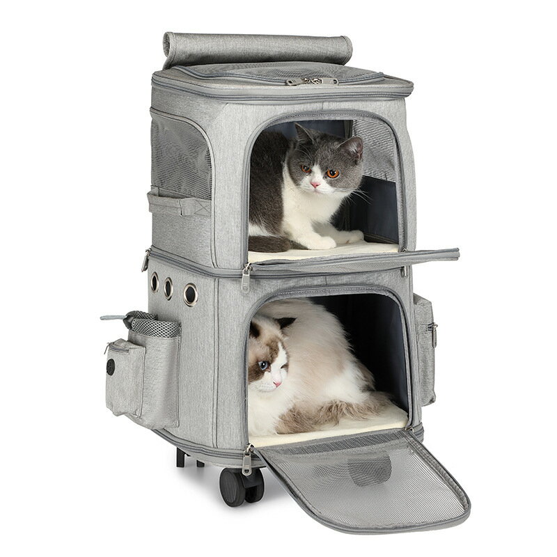 金秀麗寵物拉桿貓包外出便捷寵物包雙層包折疊航空箱 全館免運