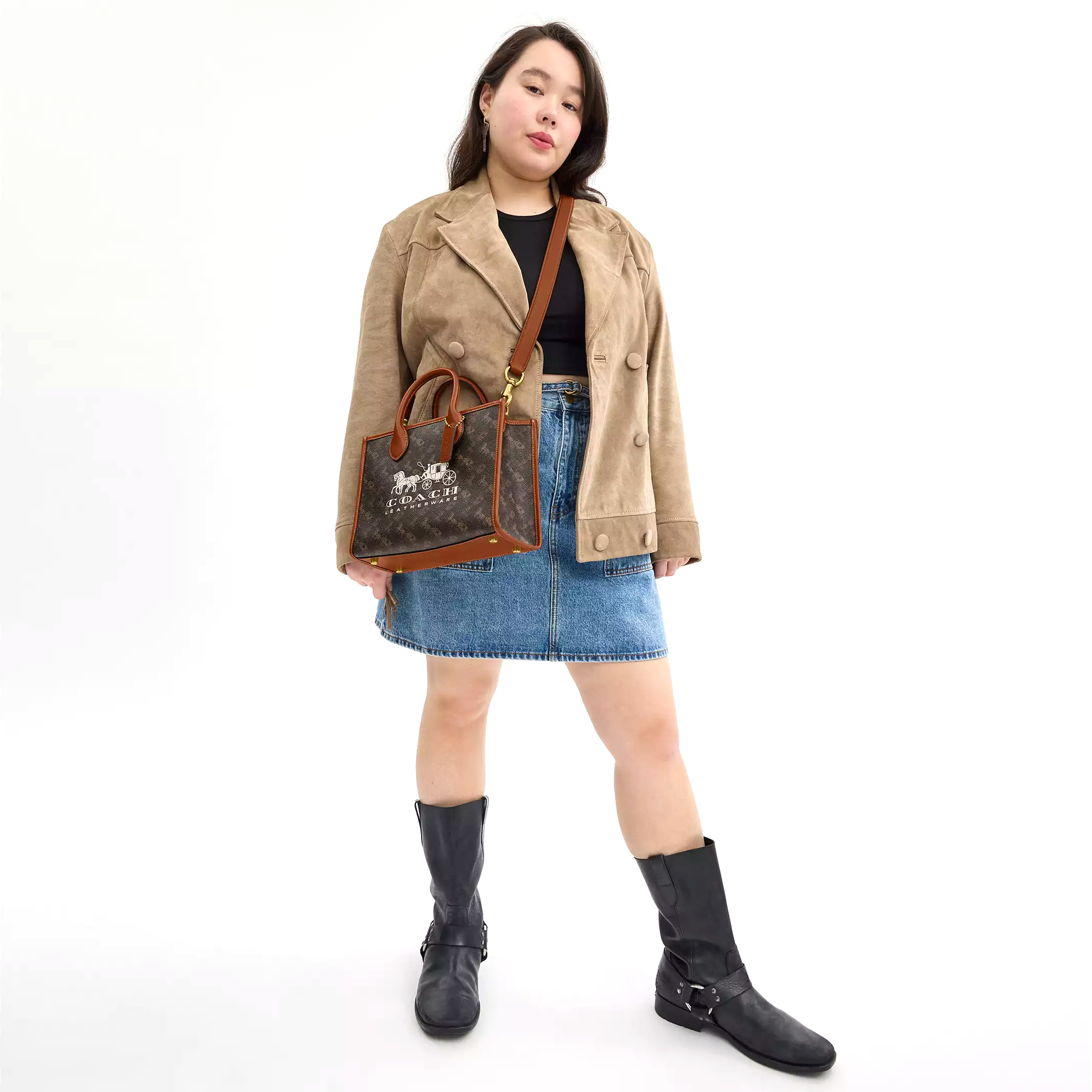 精選★COACH Ace26 Logo馬車印花 中號托特單肩斜跨斜背包 手提包 CR680~【購物節優惠★菲尼斯 國際精品↘3折起】 6