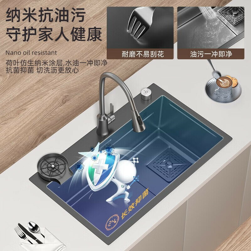免運 可開發票 廚房瀝水槽 廚房洗菜盆加厚304不鏽鋼水槽大單槽多功能家用手工洗碗槽臺下盆