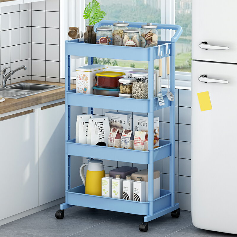 小推車置物架落地廚房浴室移動零食衛生間多層臥室床頭收納儲物架 2