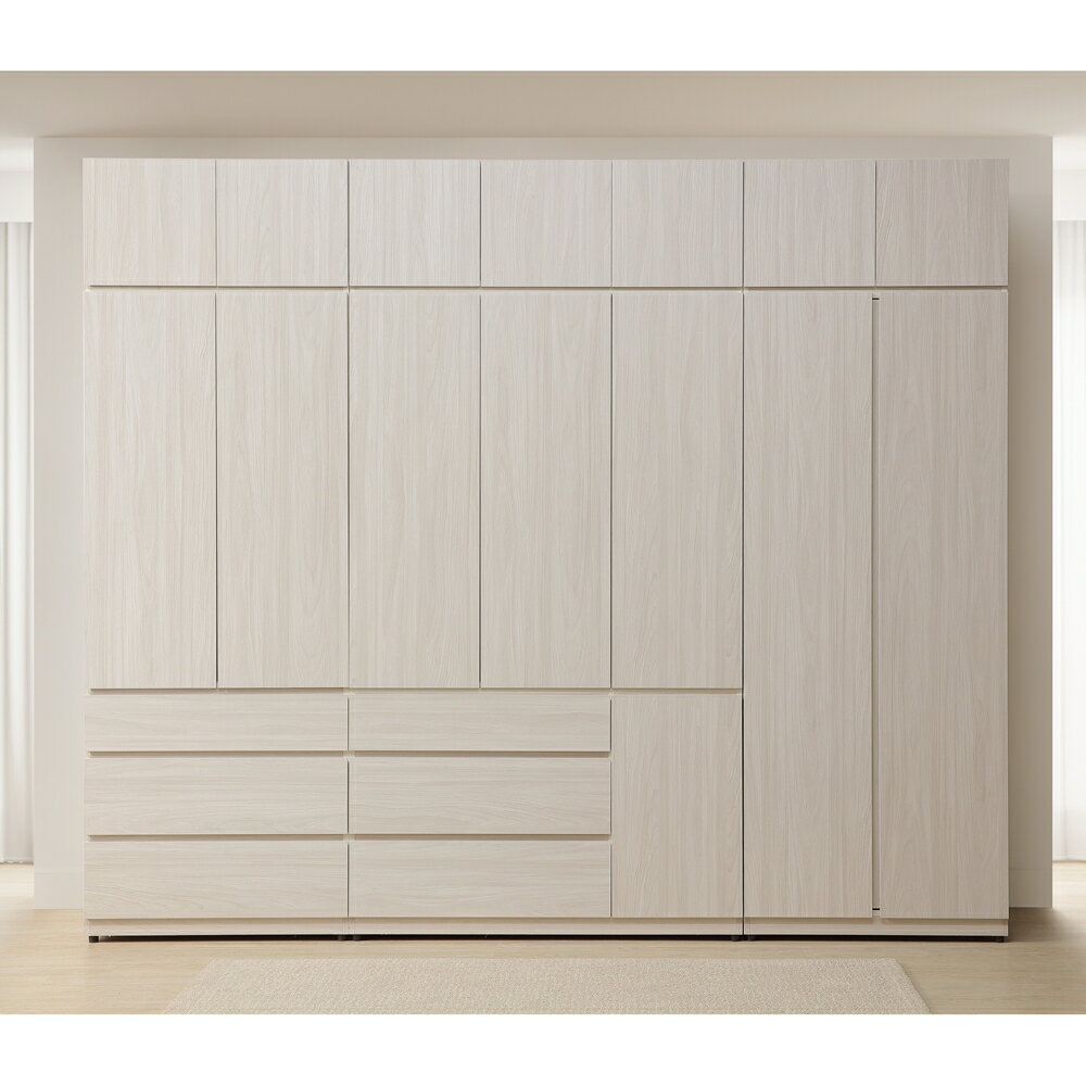 【直人木業】UL極簡風白榆木280CM三抽開門高被櫃衣櫃 (三抽80CM/開門120CM/雙開門80CM)｜休閒空間｜APP結帳再賺4%點數 1