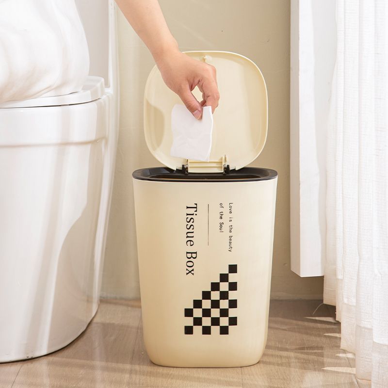 楓林宜居 家用帶蓋垃圾桶大號方形客廳廚房衛生間紙簍臥室壓圈彈蓋垃圾筒