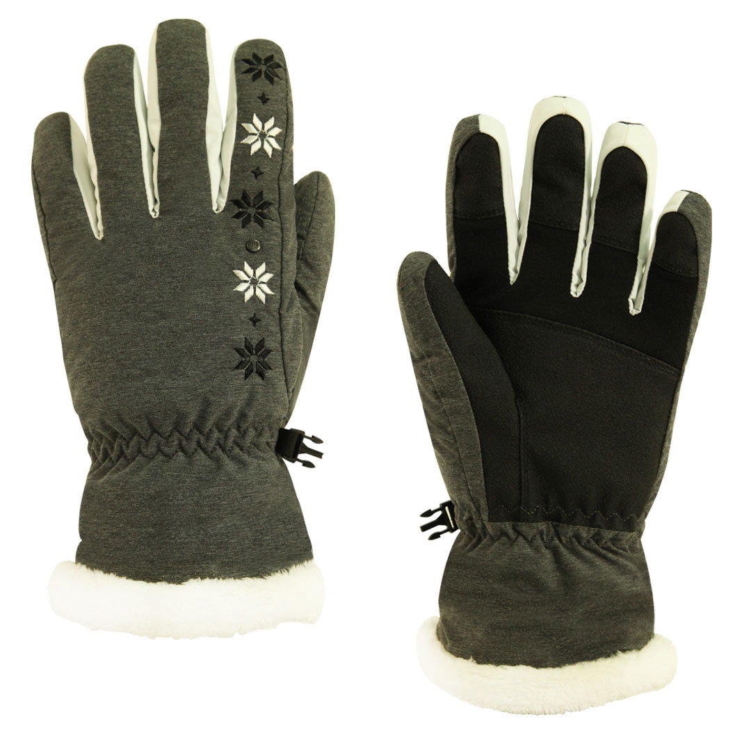 《台南悠活運動家》WELLFIT滑雪手套 - 女款全指保暖手套-雪花 WF1500093
