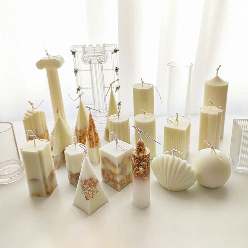 蠟燭diy模具柱狀氣氛香薰冰花壓花大豆蠟燭模具亞克力塑料pc材料 0