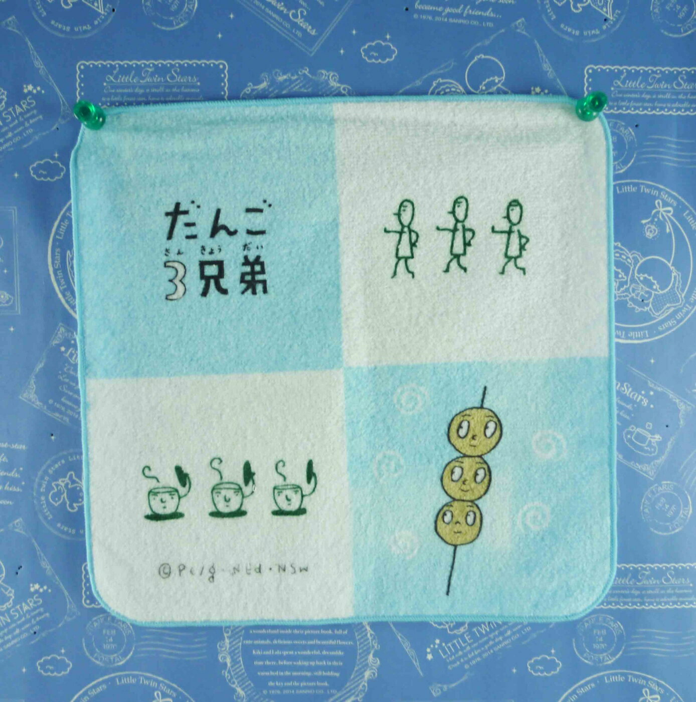 【震撼精品百貨】丸子三兄弟 だんご三兄弟-小方巾-小串藍 震撼日式精品百貨