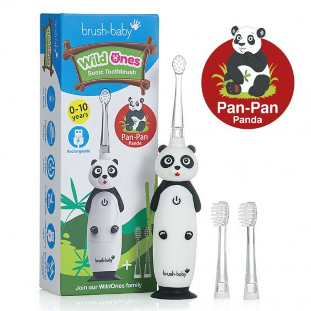 【牙齒寶寶】英國brush-baby充電式聲波電動牙刷(0-10歲 熊貓-潘潘)