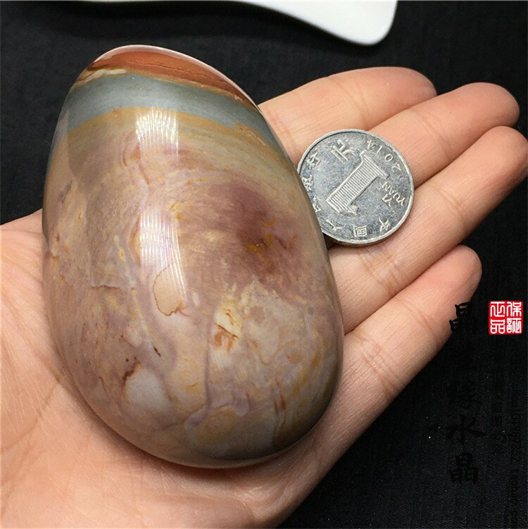 天然海洋瑪瑙原石打磨小把玩實物圖撿漏價