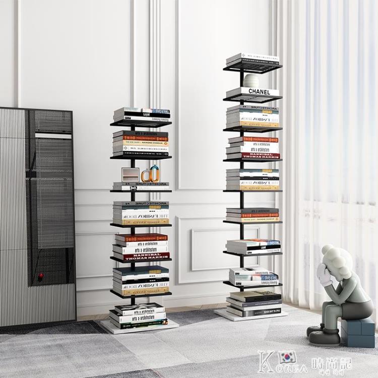 北歐隱形書架落地創意靠墻書櫃學生臥室雜志架懸浮收納簡易置物架