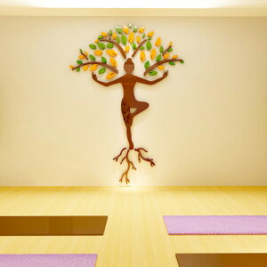 瑜伽墻貼畫瑜伽室養生館健身房裝飾音樂舞蹈室墻壁布置3D立體墻貼