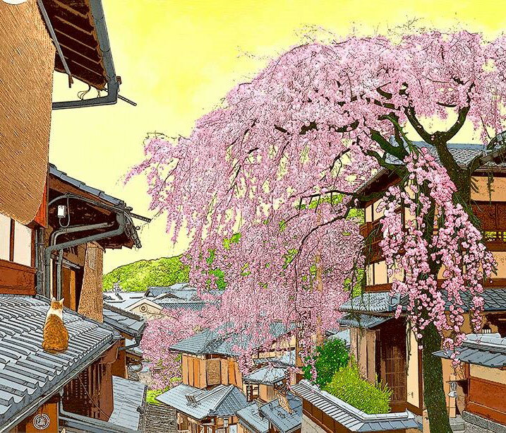 臺灣藝術家 - 【林宗範系列】暖暮 春色-精緻藝術短版門簾