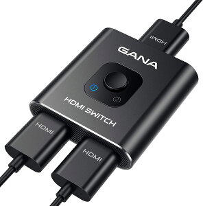 【日本代購】HDMI 切換器 [4k@60hz] HDMI 分配器，GANA 雙向 HDMI 選擇器 1 輸入 2 輸出/2 輸入 1 輸出手動 HDMI 切換器兼容 Xbox PS5/4/3 DVD 播放器 Fire Stick（黑色）