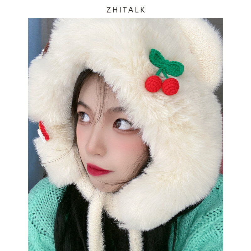 百搭可愛手工毛線少女櫻桃胸針配飾圍巾帽子毛衣裝飾品別針日系 1