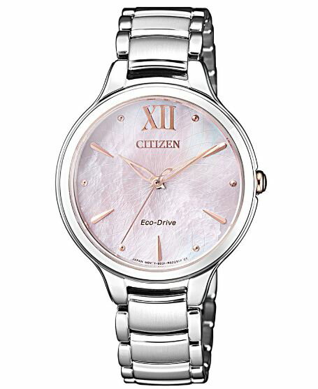 Citizen 星辰 Eco-Drive光動能 L系列 典雅女神腕錶-粉碟貝面 氣質銀 EM0558-81Y 32mm