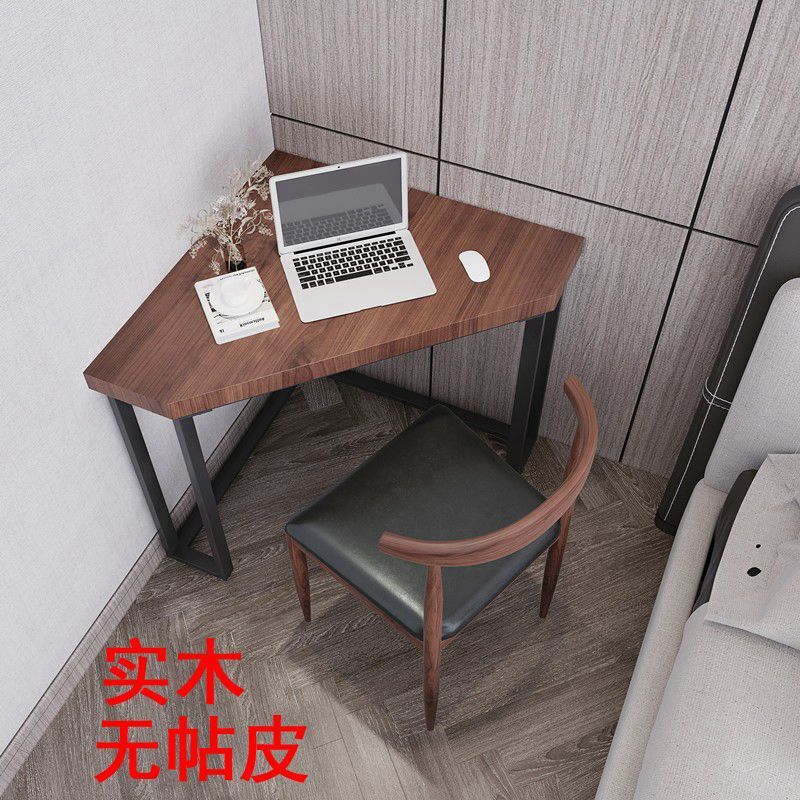 免運 可開票 實木轉角書桌北歐簡約現代電腦臺式桌家用拐角寫字桌墻角三角桌子 快速出貨
