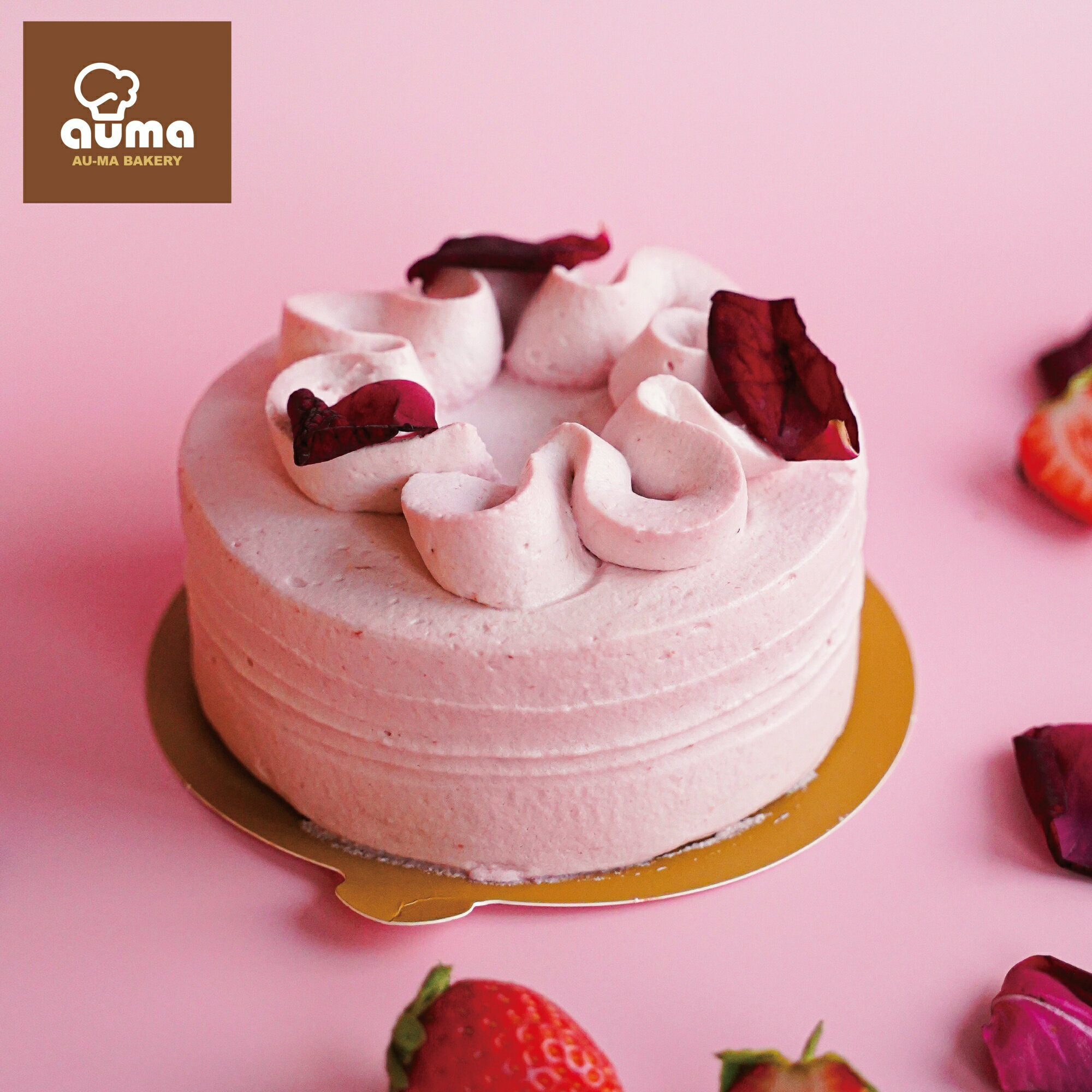 【奧瑪烘焙】Chiffon 日式崎風蛋糕-玫瑰草莓生乳（5吋）2023母親節蛋糕推薦