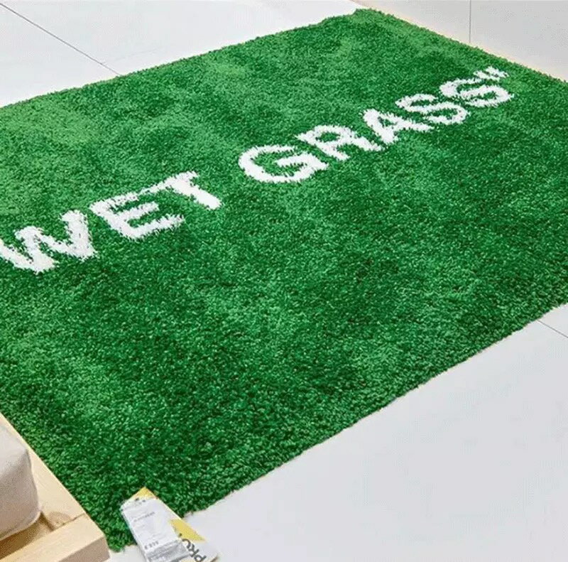 宜家►潮牌濕草地wet grass 長絨地毯 現代流行地墊 (80*160cm)
