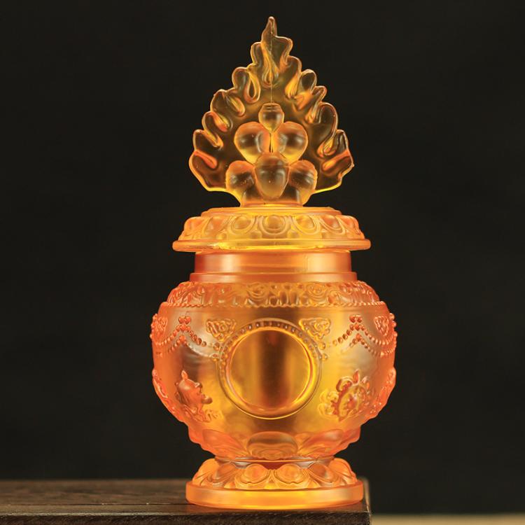 佛教用品地藏寶瓶擺件八吉祥琉璃財神聚財聚寶瓶大號小號摩尼寶瓶 2