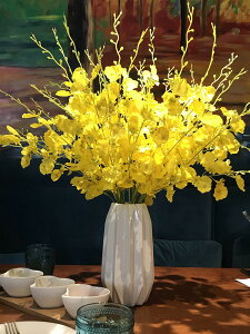 蝴蝶蘭餐桌上的花客廳裝飾假花擺件品仿真跳舞蘭高品質干迎春花束