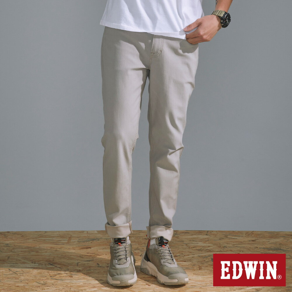 EDWIN 東京紅360°迦績彈力機能錐形牛仔褲-男款 淺灰色