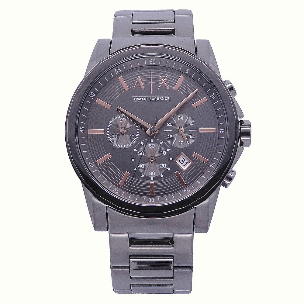 Armani Exchange 戰士風範三眼計時運動腕錶-黑灰-AX2086