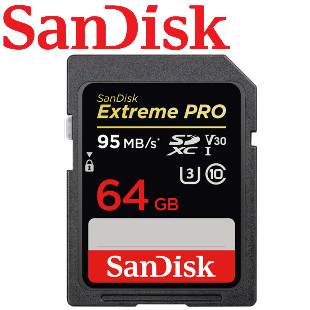 【公司貨】SanDisk 64GB 95MB/s Extreme PRO SD SDXC U3 V30 記憶卡