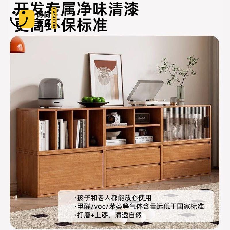 實木書櫃 格子櫃 置物櫃 四格櫃 六格櫃 九格櫃 矮櫃 書架 收納櫃 儲物櫃 新款矮書櫃書架鬥櫃矮櫃地櫃落地格子電視櫃家用日式儲物櫃餐邊櫃