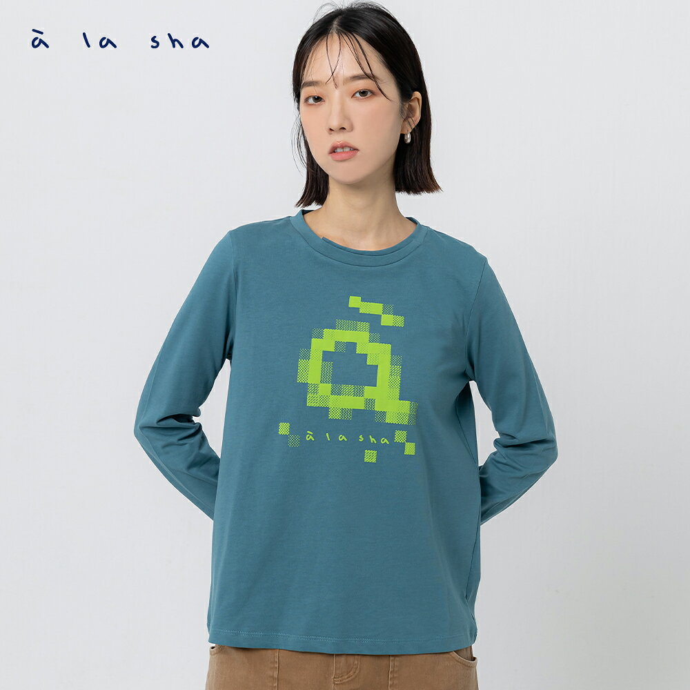 a la sha 方塊a字印花長袖T 1