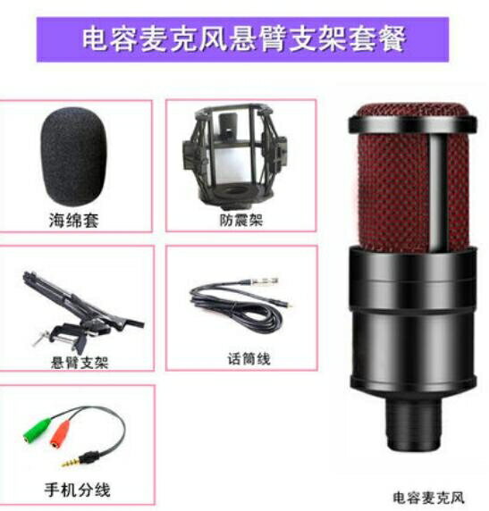 【九折】音效卡麥克風 電容麥克風專業話筒錄音棚直播裝置聲卡套裝手機電腦通用