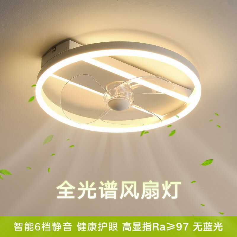 全光譜風扇燈2024年新款超薄護眼臥室燈帶風扇吸頂燈智慧燈具 雙11全館免運