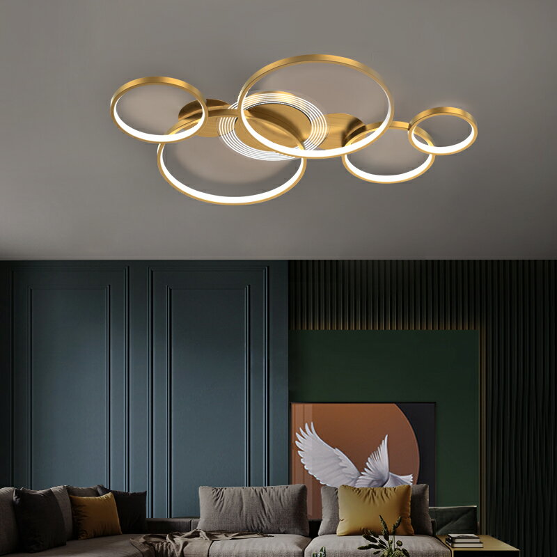 客廳燈輕奢年新款led簡約現代大氣臥室創意北歐圓環吸頂燈具