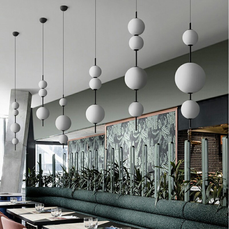 北歐極簡分子玻璃床頭吊燈現代簡約餐廳吧臺設計師創意櫥窗商用燈