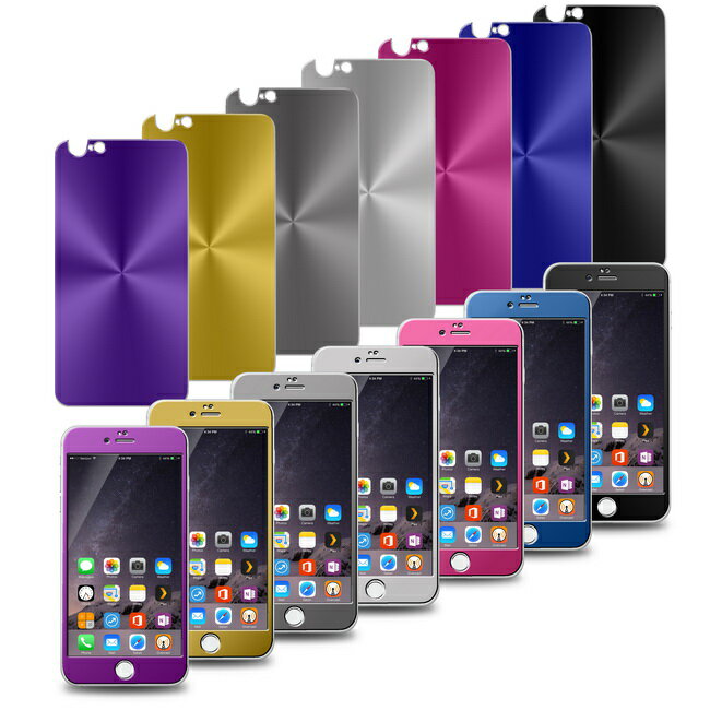 GL07全彩鏡面電鍍 iphone6 plus(5.5吋)鋼化玻璃保護貼(前後貼雙片組)
