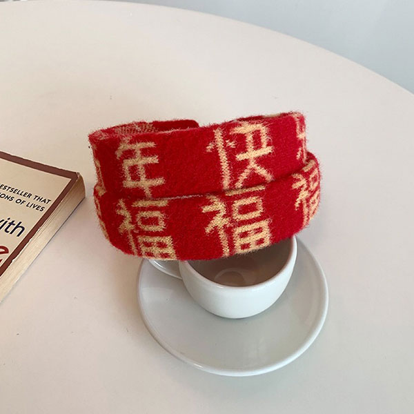 新年快樂 髮箍 新年 過年 農曆年 喜氣 髮帶 正紅 文字 中國風 大人小孩 5