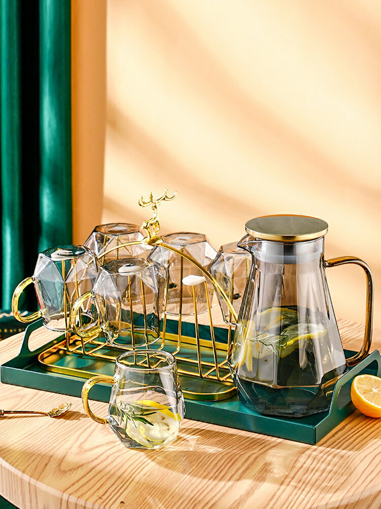 輕奢水具套裝家用客廳簡約現代耐高溫玻璃杯具套裝茶具大容量