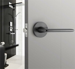 門鎖 衛生間門鎖室內單舌門鎖靜音廁所無鑰匙三杠鎖浴室黑色門把手