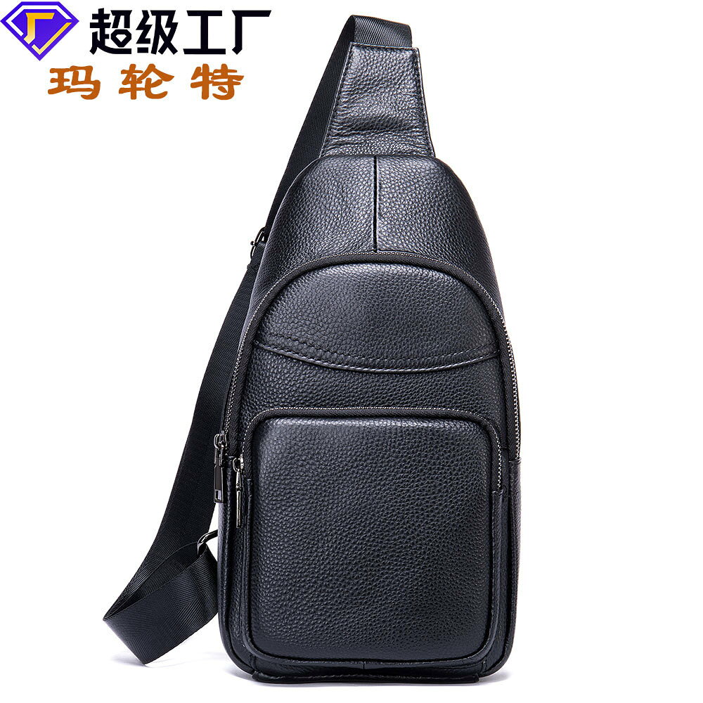 男士胸包 斜背胸包 頭層牛皮真皮 單肩包 Sling Bag 城市休閒 日常收納 男款